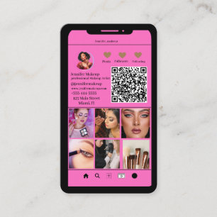 Modern QR-kod Instagram Grid Makeup Artist Visitkort
