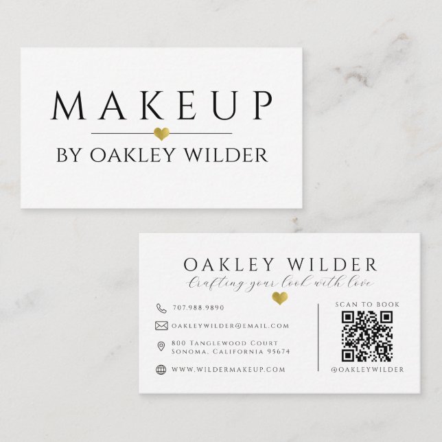 Modern QR-kod Makeup Artist Visitkort (Fram/baksida)