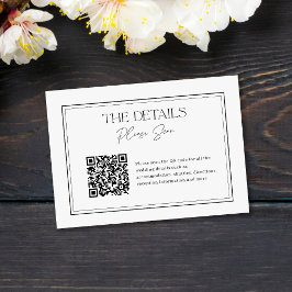 Modern QR-kod - minimalistisk svart och vit Bröllo Tilläggskort