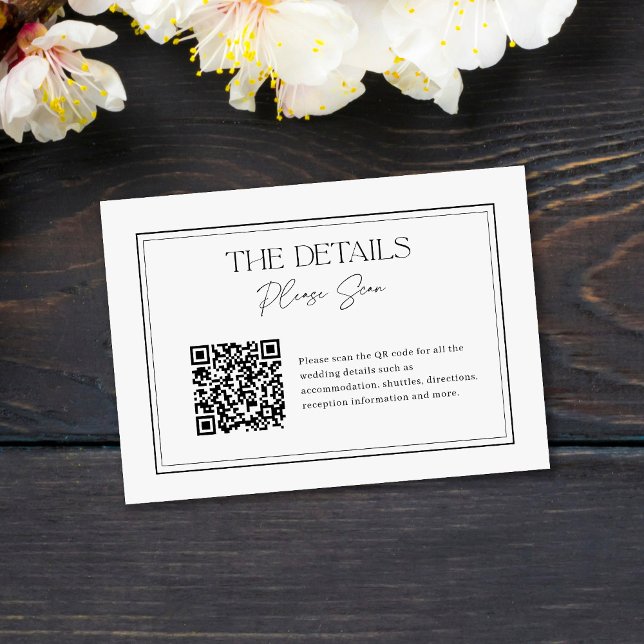 Modern QR-kod - minimalistisk svart och vit Bröllo Tilläggskort (Skapare uppladdad)