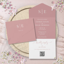 Modern QR-kod Monogram Dusty Rose Bröllop