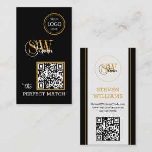 Modern QR-kod, Monogrammed Namn, Logotyp/Namnteckn Visitkort