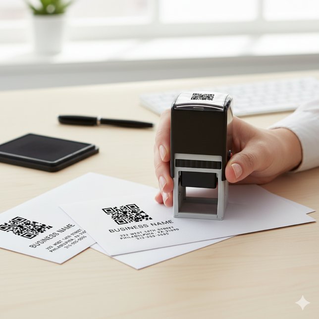 Modern QR-kod - Namn eller Logotyp Självfärgande Stämpel (Skapare uppladdad)