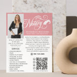 Modern QR-kod - notariefoto<br><div class="desc">Modern,  typografisk elegant,  fotot,  notarius publicus. Designen innehåller ditt foto-,  elegant-,  typografi-skript ("Notary") i vit handskriven skrift,  ditt namn,  titel,  ditt meddelande och dina tjänster. Anpassa ytterligare med din QR-kod,  kontaktinformation och social-media.</div>