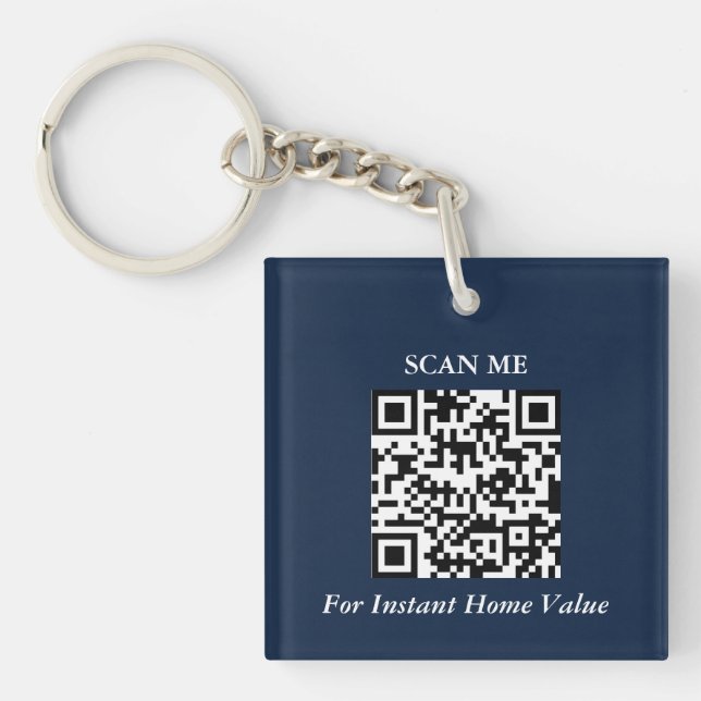 Modern QR-kod Nyckelring för Mäklare (Framsidan)
