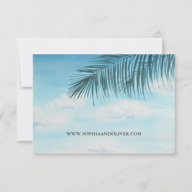 Modern QR-kod Ocean Blue Beach Wedand OSA kort (Framsida)
