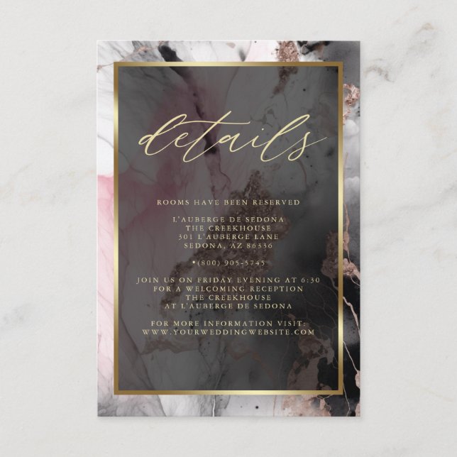 Modern QR-kod Paint Abstrakt Ro Charcol Guld Tilläggskort (Framsida)