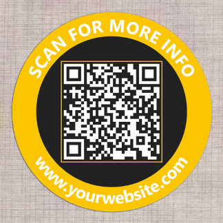 Modern QR-kod personlig text guld svart vit Runt Klistermärke