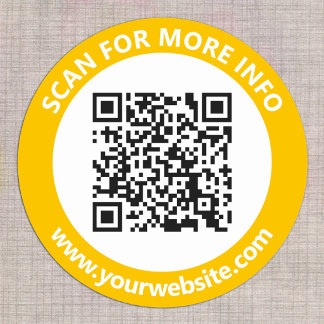 Modern QR-kod personlig text guld vit Runt Klistermärke