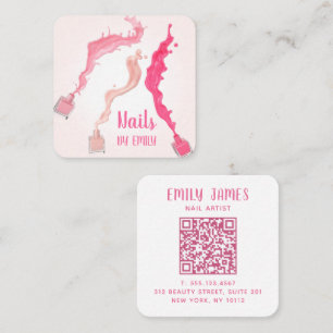 Modern QR-kod Professionell Nagel Spa Salon Fyrkantigt Visitkort
