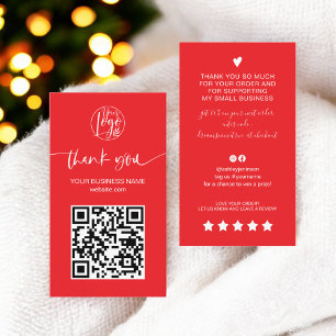 Modern QR-kod - röd ordning tack Visitkort