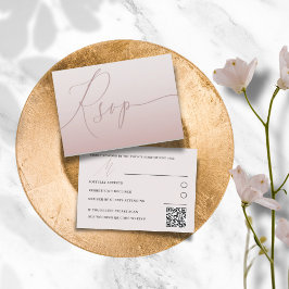 Modern QR-kod Rose Guld Enkel RSVP Bröllop OSA Kort