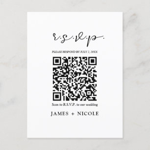 Modern QR-kod Skannbar Bröllops-S.V.P. Svar Vykort
