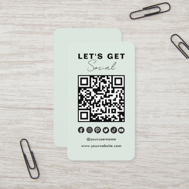 Modern QR-kod Social Media Connect with US Visitkort (Fram/Back In Situ)