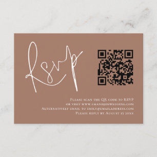 Modern QR-kod Soft Brown-Bröllop OSA Tilläggskort
