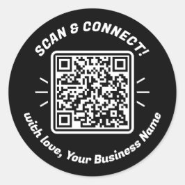 Modern QR-kod svart vit med Kärlek Runt Klistermärke