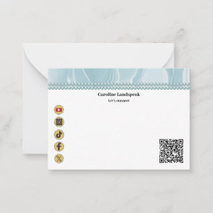 Modern QR-kod Teal Silke Pärlor Sociala Medier Anteckningskort