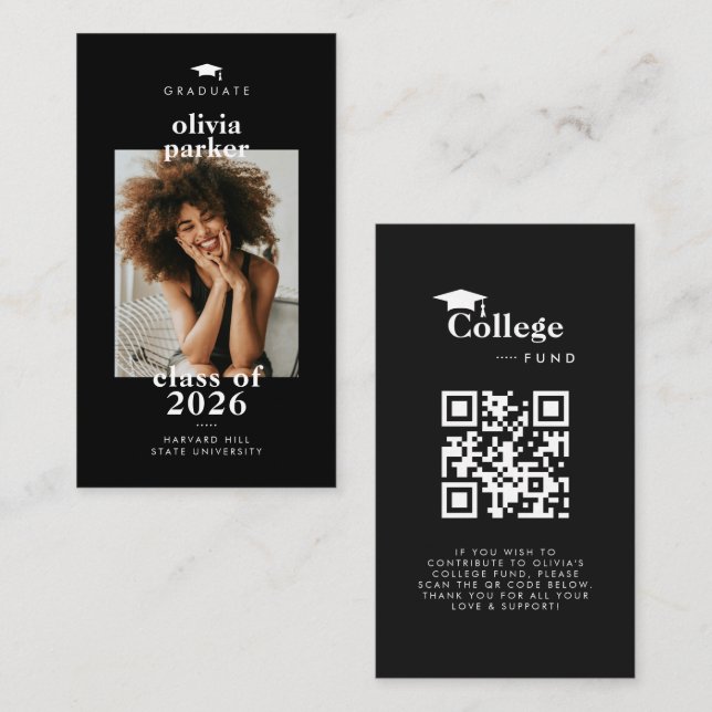 Modern QR-kod Universitetsfond Foto Examen Tilläggskort (Fram/baksida)