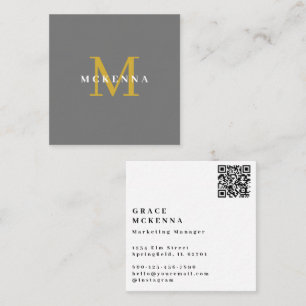 Modern QR-kod Visitenkort Guld och Grå Fyrkantigt Visitkort