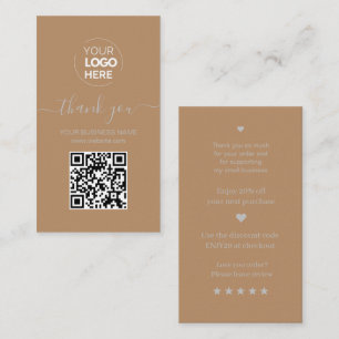 Modern QR-kodens bruna Tack Visitkort