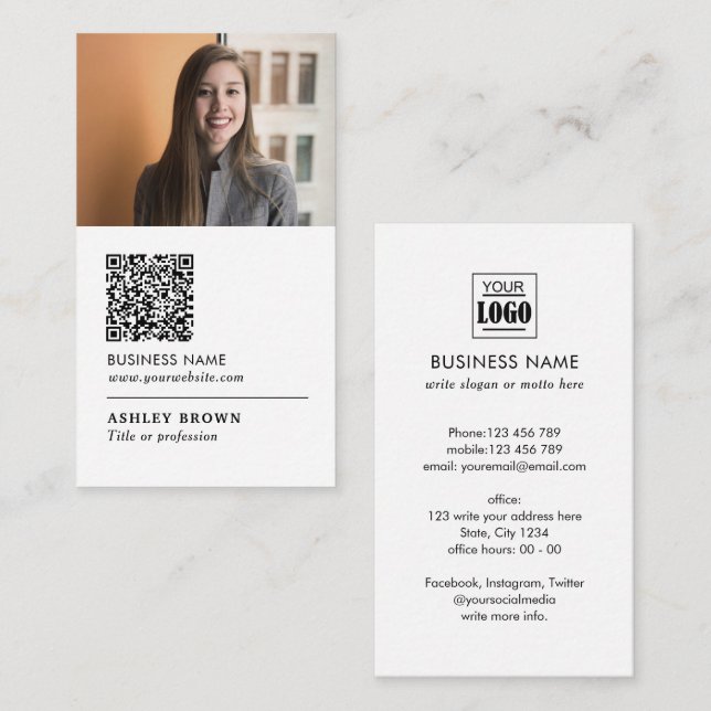 Modern QR-kodfoto för Realtor professionell QR Visitkort (Fram/baksida)