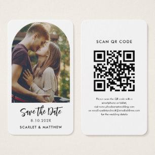 Modern QR-kodfotowebbplats i Bröllop Spara datum Visitkort