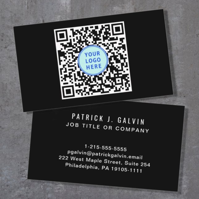 Modern QR-kodlogotyp professionell svart Visitkort (Skapare uppladdad)