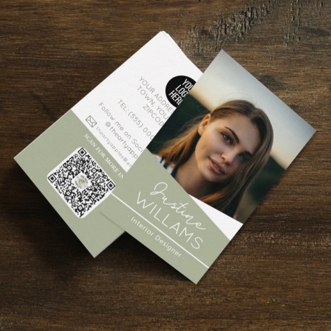modern QR-kodprofessionell för svart fotologotyp Visitkort (Skapare uppladdad)
