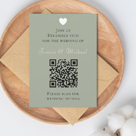 Modern QR-kodsedel Grönt Bröllop Inbjudningar