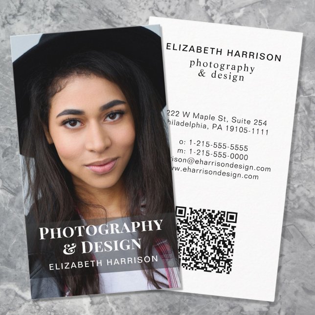 Modern QR-kodsfoto-Professionell Visitkort (Input your website address to create a scannable QR code)