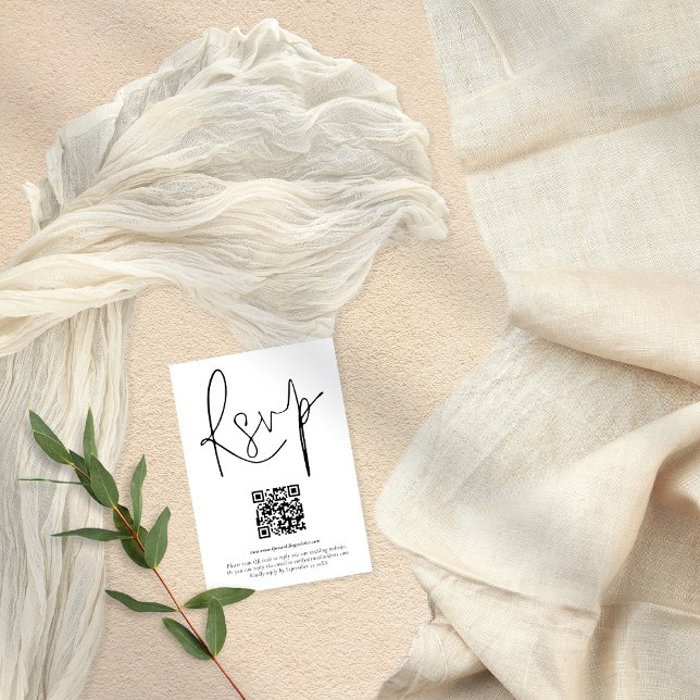 Modern QR-kodskript Bröllop Any Färg OSA kort (Skapare uppladdad)