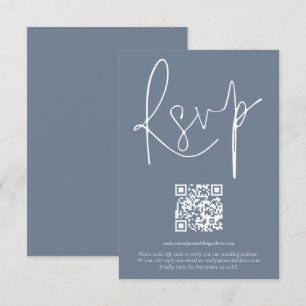 Modern QR-kodskript Bröllop Dusty Blue OSA kort