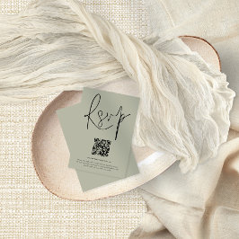 Modern QR-kodskript Bröllop Soft Sage OSA kort