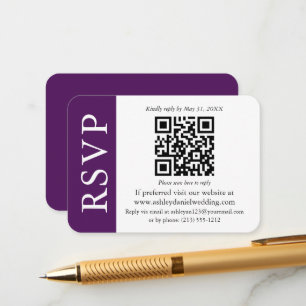 Modern QR-Lila och Vit Bröllop OSA Tilläggskort