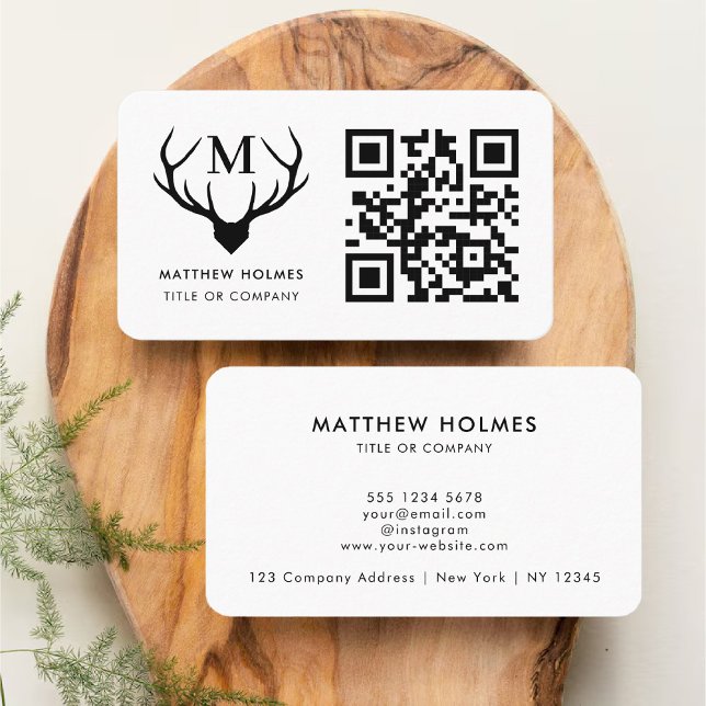 Modern QR Logotyp Business Professionell Monogram Visitkort (Modern QR Code Business Logo Professional Monogram Business Card)