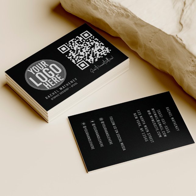 Modern QR-Logotyp - enkel vit Professionell Busi Visitkort (Skapare uppladdad)