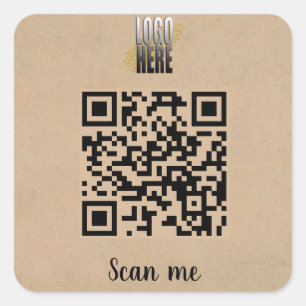 Modern QR-Logotyp för företag på Brown Fyrkantigt Klistermärke