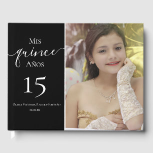 Modern Quinceanera 15:e födelsedagsfoto Elegant Gästböcker