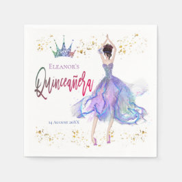 Modern Quinceanera Lilac Pastels Dancer Krona Namn Pappersservett