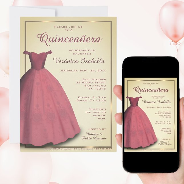 Modern Quinceañera mis quince-partiinbjudan Inbjudningar (Skapare uppladdad)