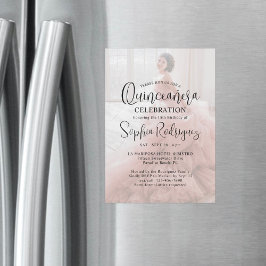 Modern Quinceañera Photo Overlay 15:e födelsedagen Magnetisk Inbjudningskort