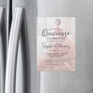 Modern Quinceañera Photo Overlay 15:e födelsedagen Magnetisk Inbjudningskort
