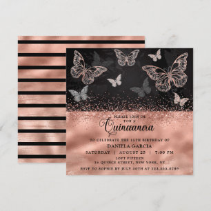Modern Quinceañera ro Glitter Inbjudningar