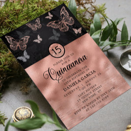 Modern Quinceañera ro Glitter Inbjudningar