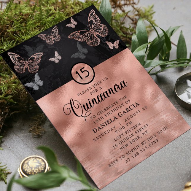 Modern Quinceañera ro Glitter Inbjudningar (Skapare uppladdad)