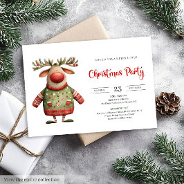 Modern Quirky Reindeer festive printable invites Inbjudningar