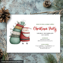 Modern Quirky Santa Hand Drawn Holiday Invitation Inbjudningar