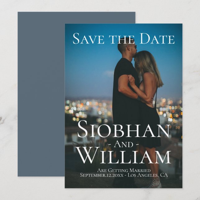 Modern Rädda Datum Personlig Foto Inbjudningar (Fram/baksida)