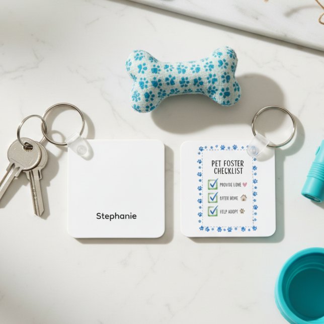 Modern Räddningsförespråkare Födelsedag Foster Che Nyckelring (Pet Foster checklist keychain)