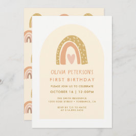 Modern Rainbow Arch First Birthday-inbjudan Inbjudningar